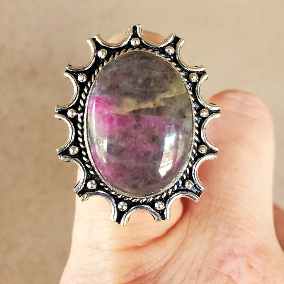 New Natural Pink Tourmaline 13 Moon 925 Silver Ring. - Picture 3 of 16